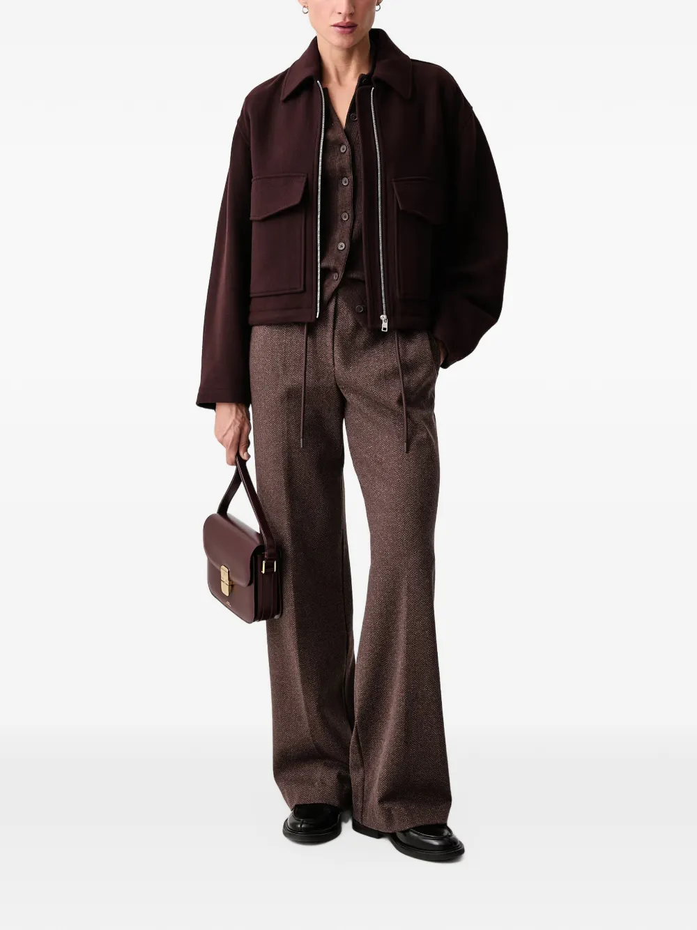 Marc O'Polo zip-up patch-pocket cropped jacket Bruin