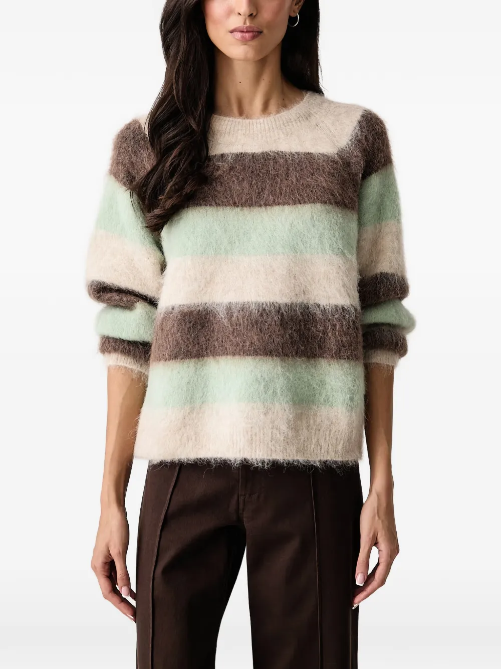 Mos Mosh Suvi striped brushed-knit sweater - Toni neutri