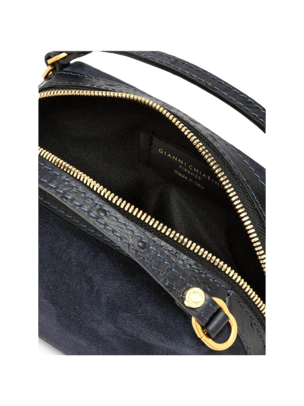 GIANNI CHIARINI small Alifa suede ostrich-effect tote bag Blauw