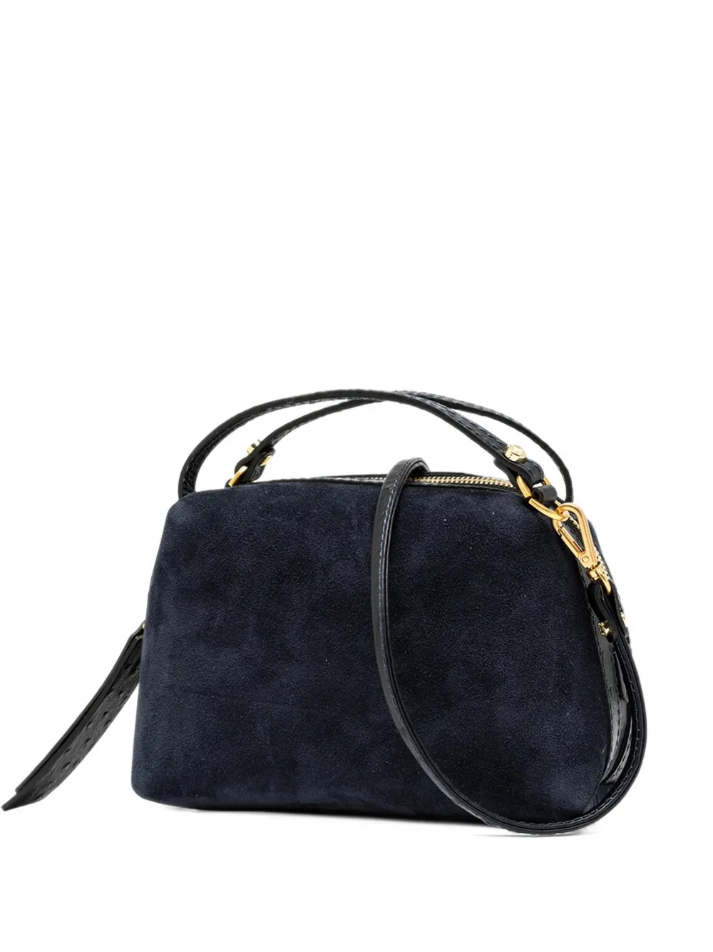 GIANNI CHIARINI small Alifa suede ostrich-effect tote bag Blauw