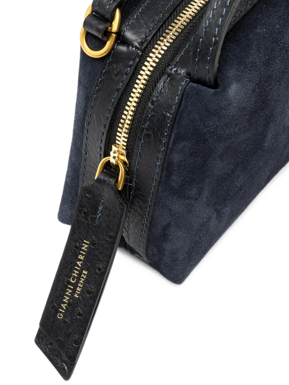 GIANNI CHIARINI small Alifa suede ostrich-effect tote bag Blauw