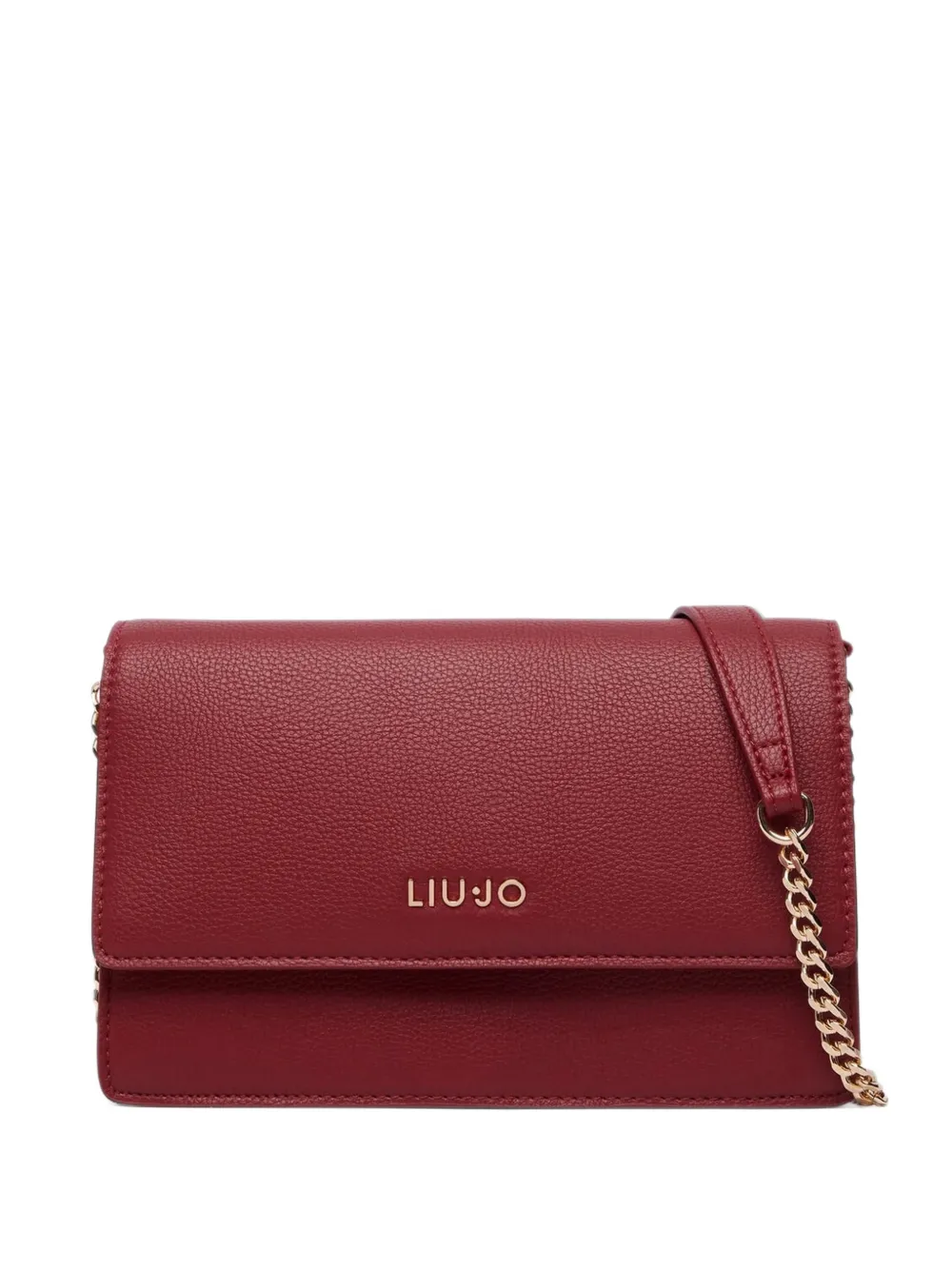 LIU JO small logo-plaque pebbled-effect crossbody bag - Rosso