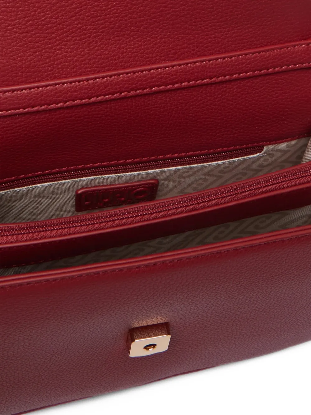 LIU JO small logo-plaque pebbled-effect crossbody bag Rood