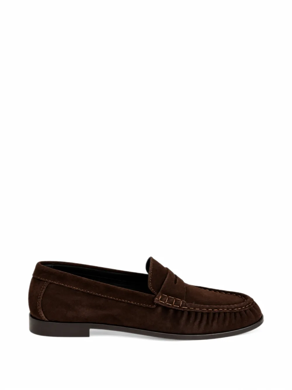 POEVE Milla ruched suede loafers - Marrone