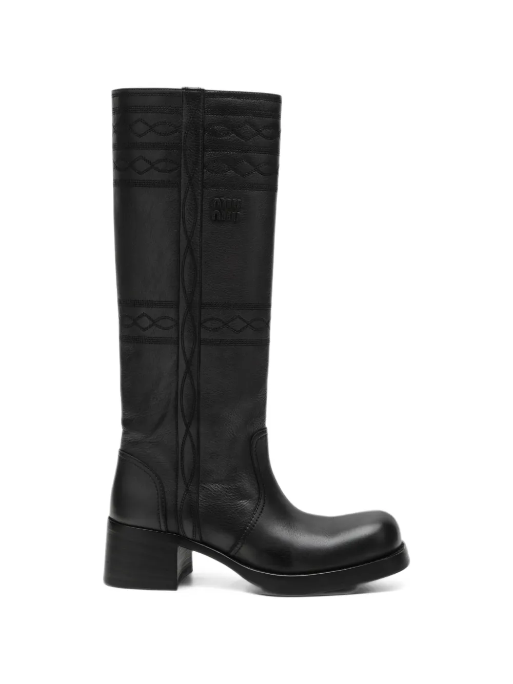 Miu Miu embroidered leather boots - Grigio