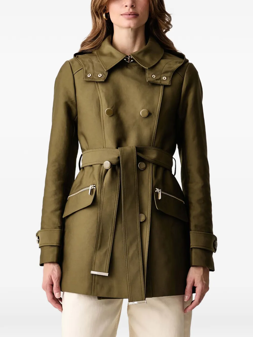 Morgan Gladia waisted belted trenchcoat - Verde