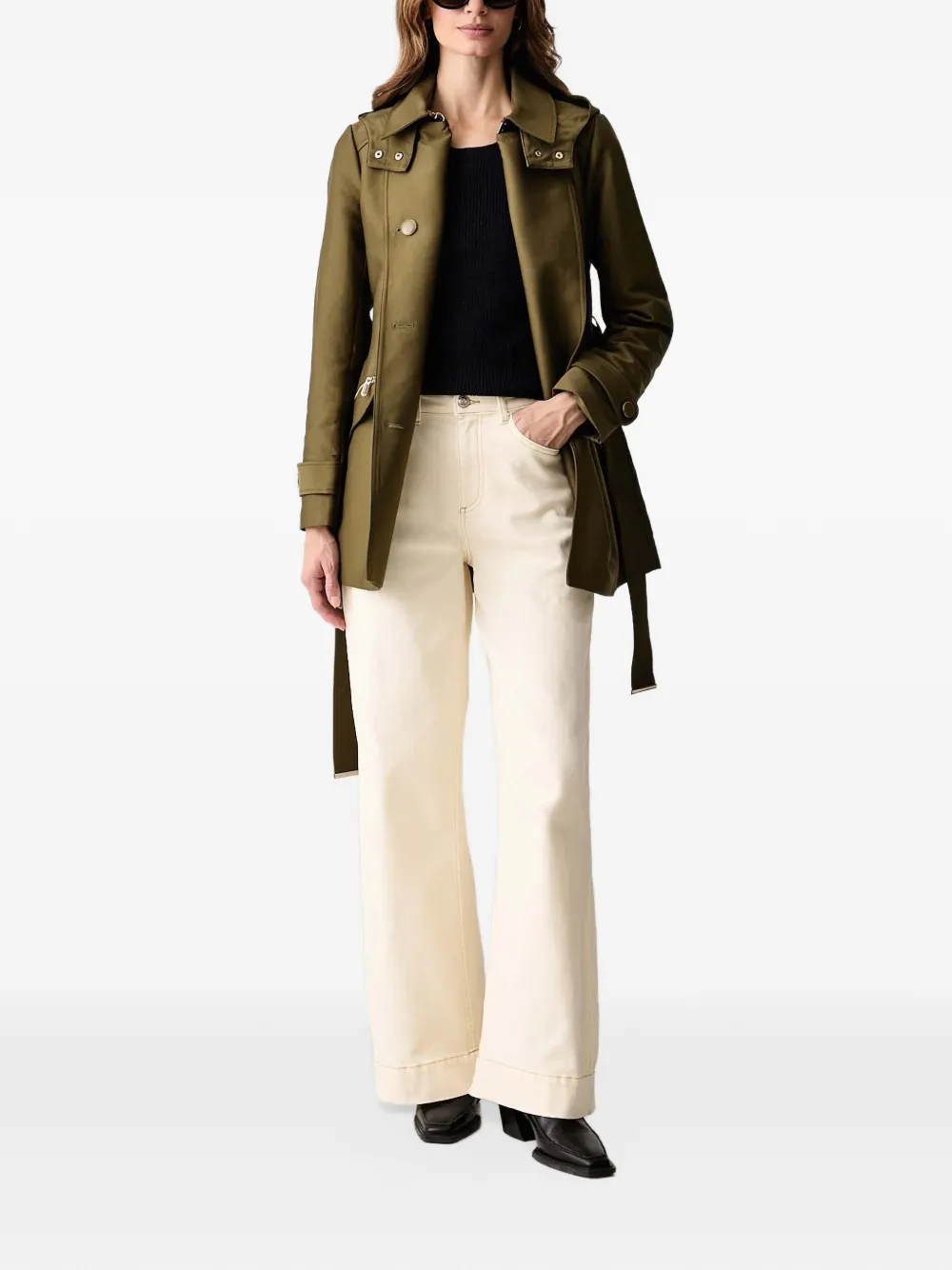 Morgan Getailleerde Gladia trenchcoat met ceintuur Groen