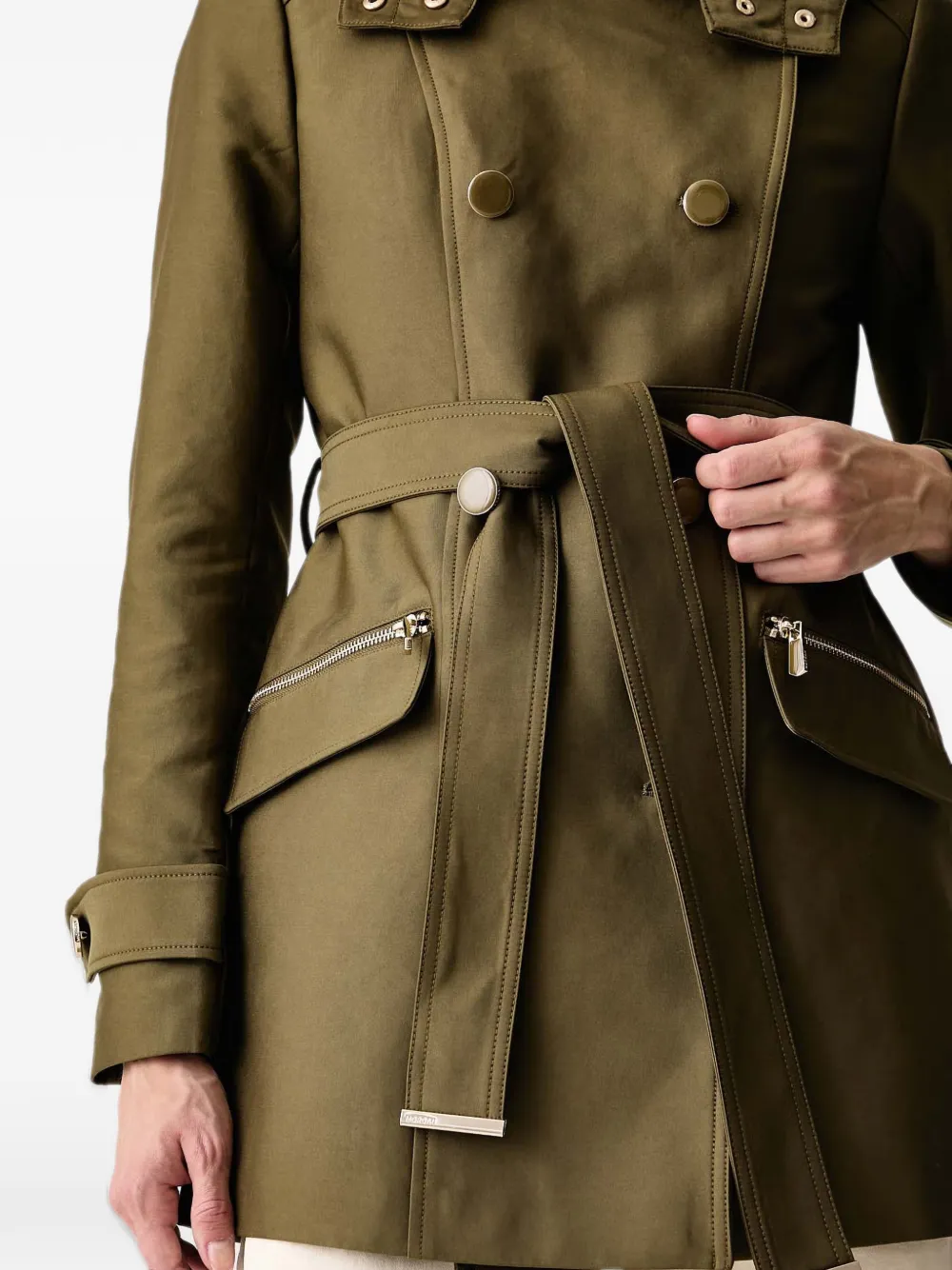 Morgan Getailleerde Gladia trenchcoat met ceintuur Groen