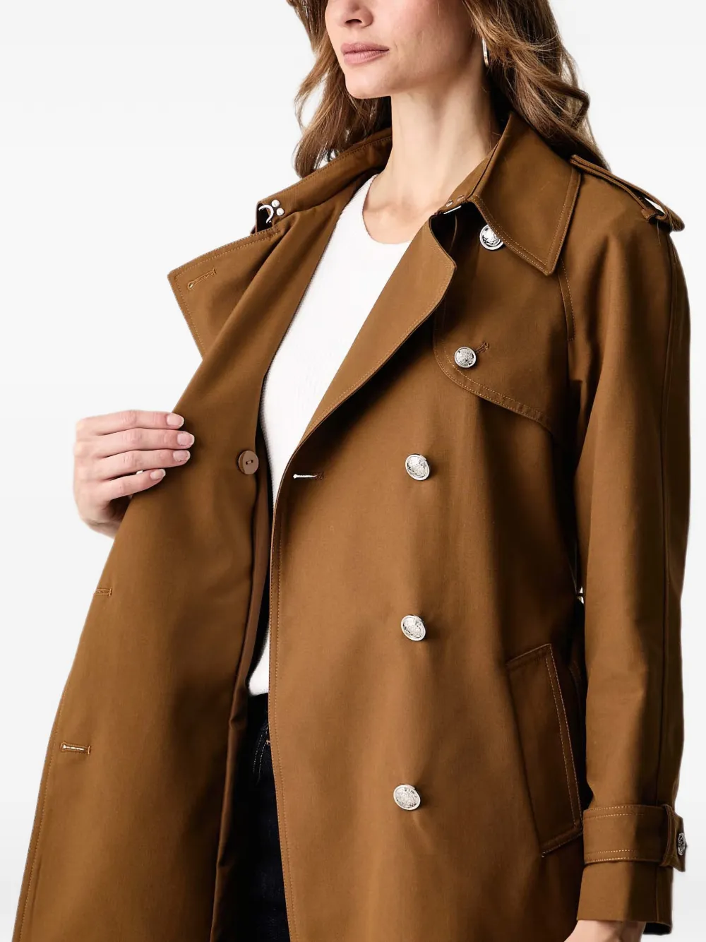 Morgan Trenchcoat met dubbele rij knopen en ceintuur Bruin
