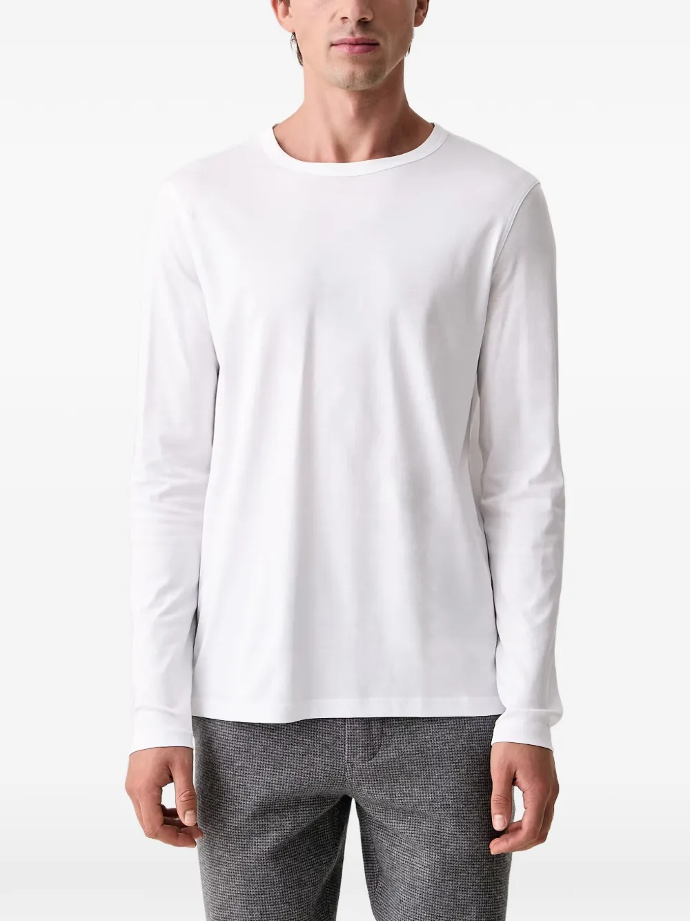 Mos Mosh Perry long-sleeved logo-embroidered T-shirt - Bianco