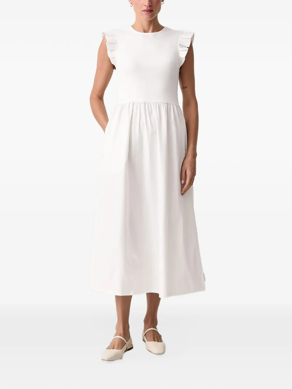 Marc O'Polo ruffled sleeveless midi dress Wit