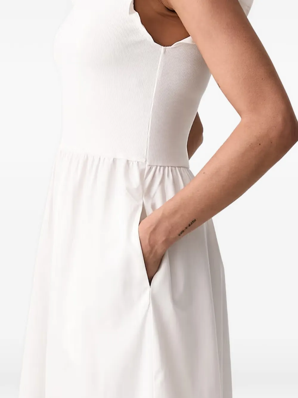 Marc O'Polo ruffled sleeveless midi dress Wit