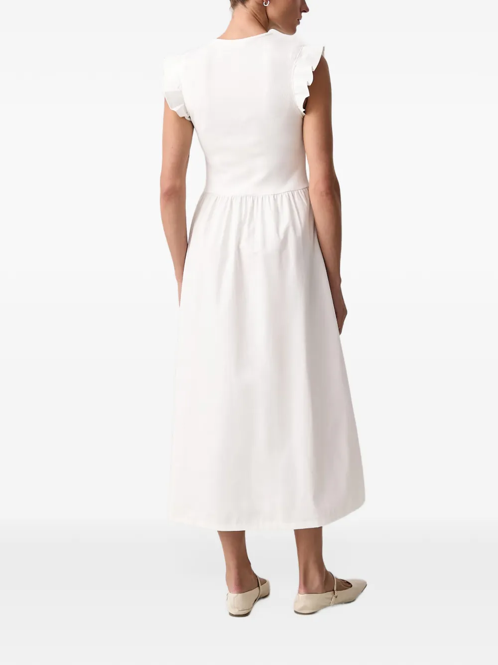 Marc O'Polo ruffled sleeveless midi dress Wit