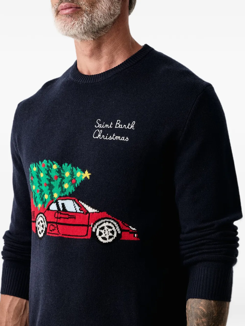 MC2 Saint Barth Navy blue Heron crew-neck knit sweater Blauw