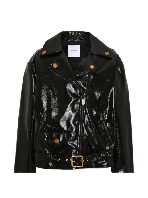 Pinko Kids crinkled biker jacket