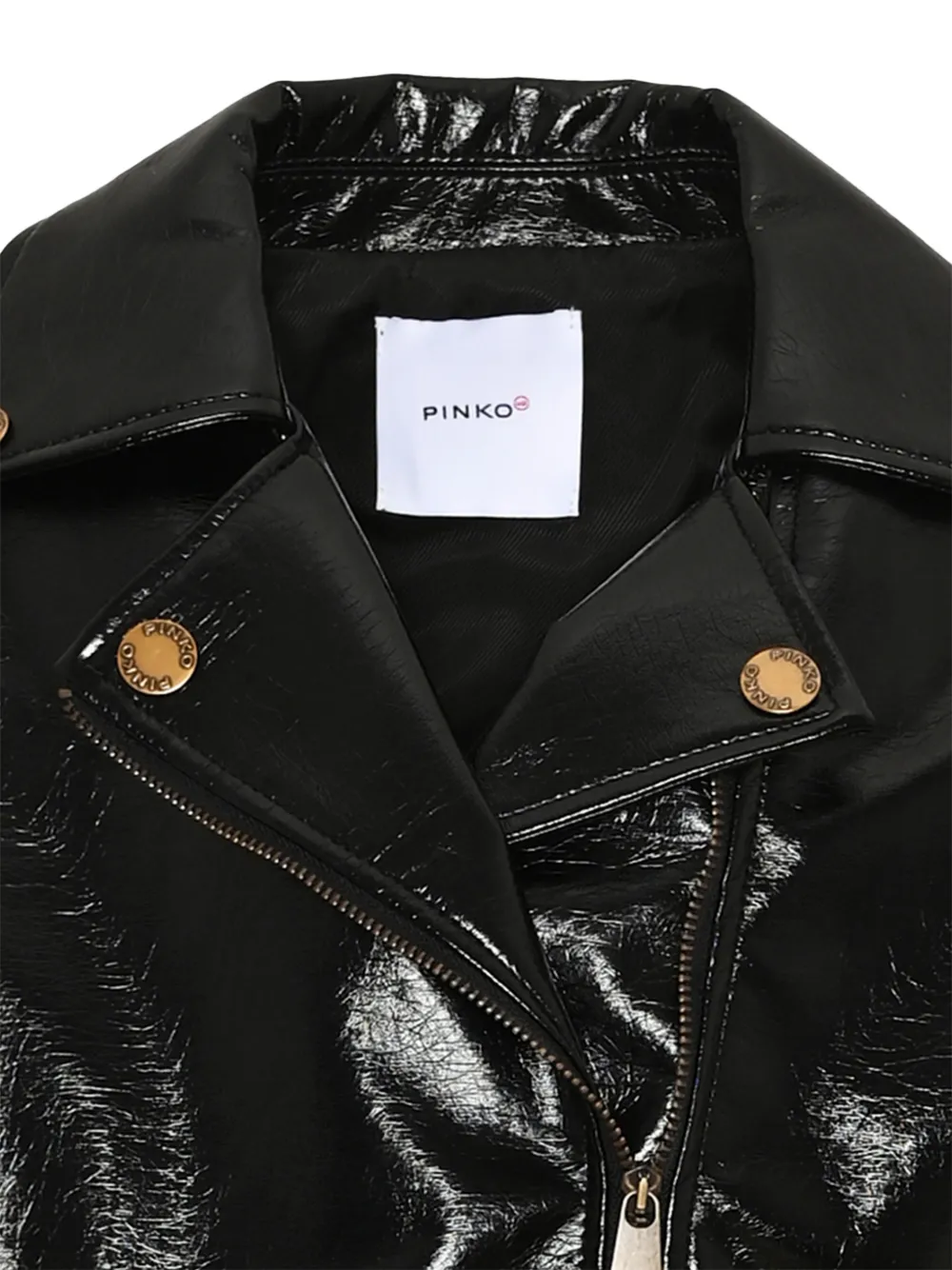 Pinko Kids Bikerjack met gekreukt effect Zwart