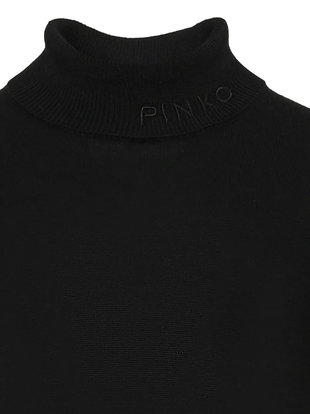 Pinko Kids logo-embroidered turtleneck sweater Zwart