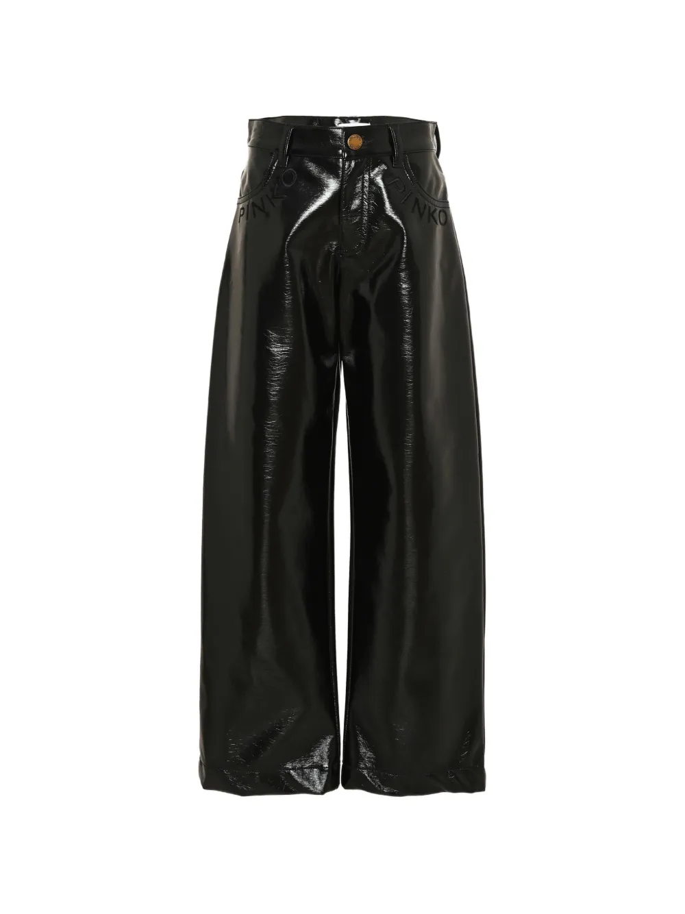 Pinko Kids logo-embroidered casual trousers - Nero