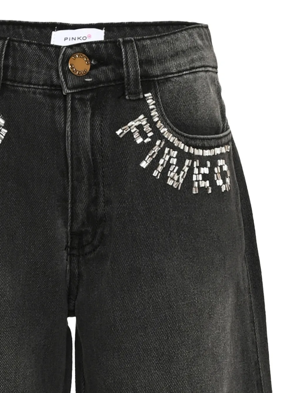Pinko Kids logo-embellished wide-leg jeans Zwart