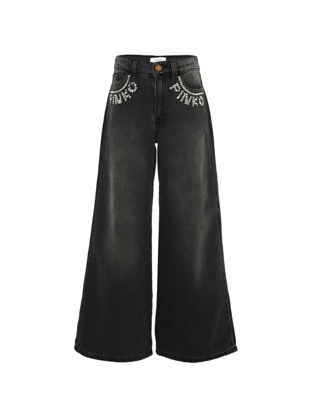 Pinko Kids logo-embellished wide-leg jeans Zwart