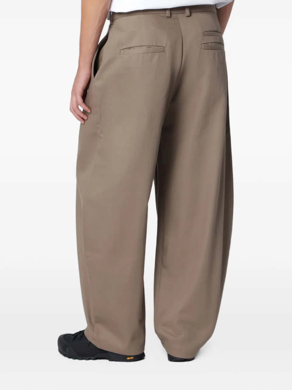 YMC Katoenen broek met wijde pijpen Beige
