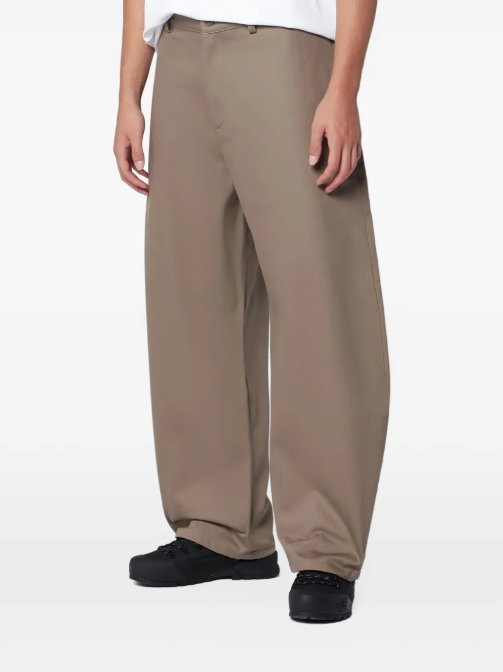 YMC Katoenen broek met wijde pijpen Beige