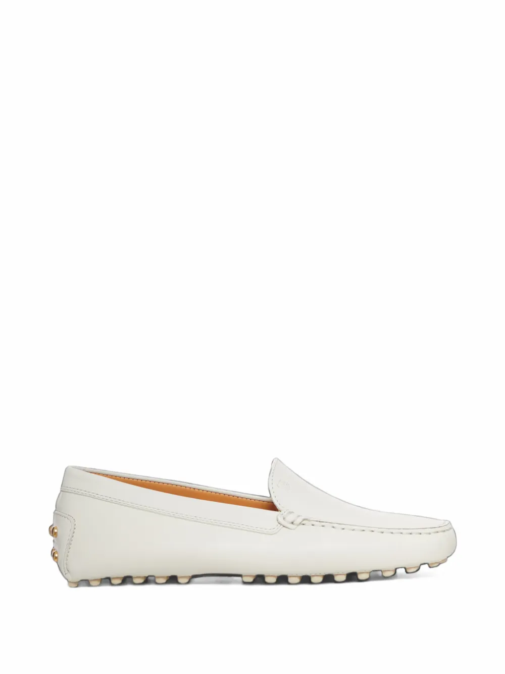 Tod's metal dots gommino loafers in leather - Bianco