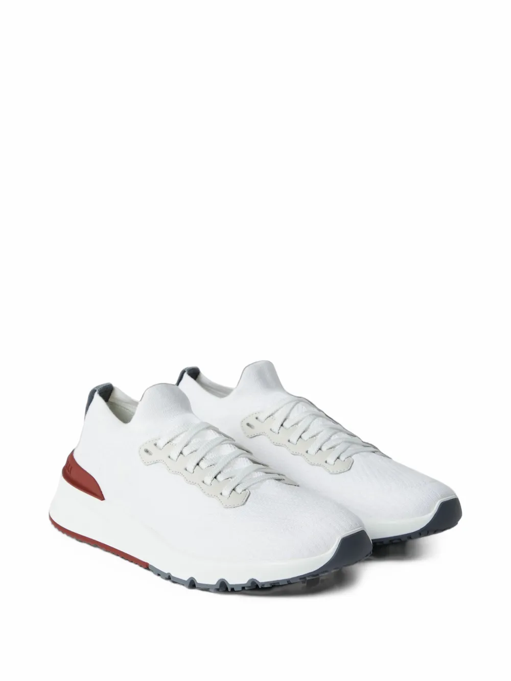 Brunello Cucinelli cotton and calfskin runners - Bianco