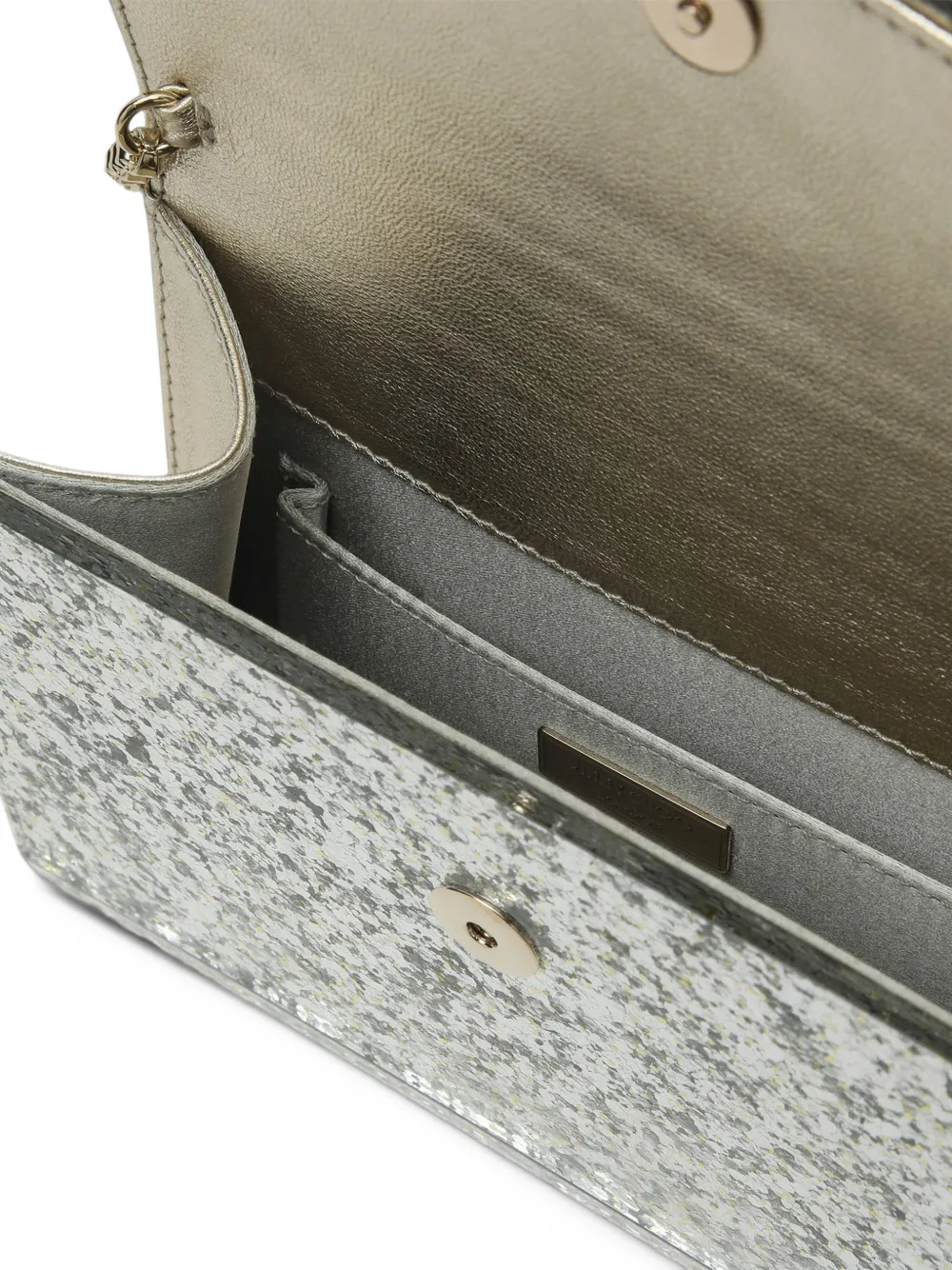 Jimmy Choo Candy champagne coarse glitter acrylic clutch bag Zilver