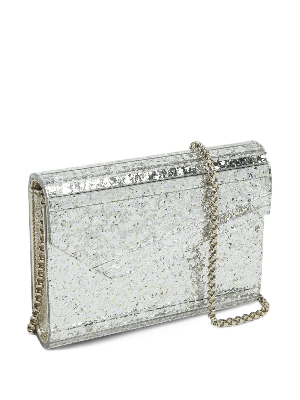 Jimmy Choo Candy champagne coarse glitter acrylic clutch bag - Silver