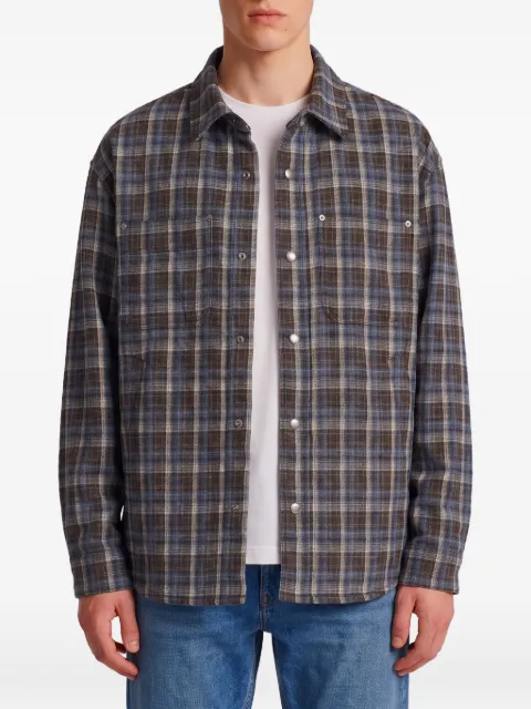 DUNST quilted plaid-pattern shirt