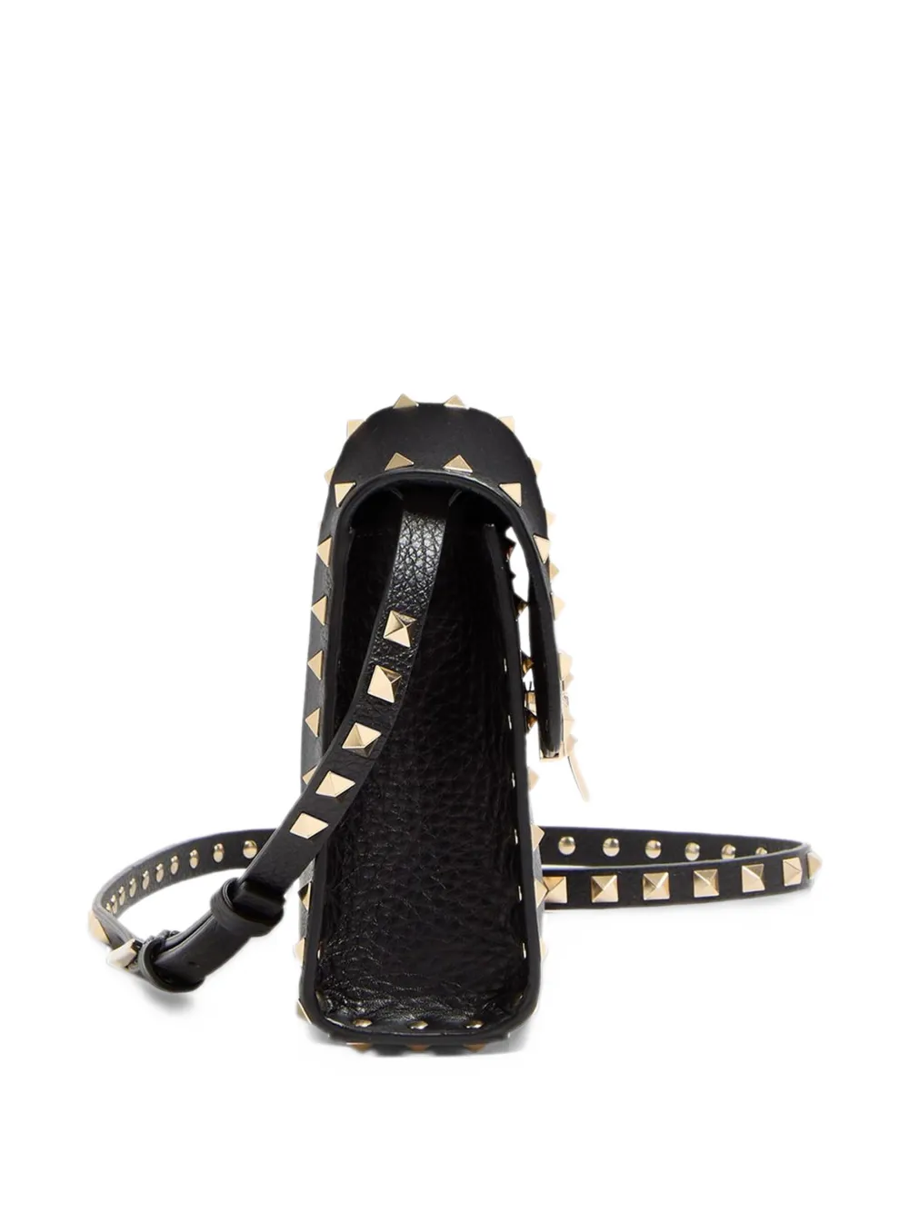 Valentino Garavani Small Rockstud grainy-calfskin crossbody bag Zwart