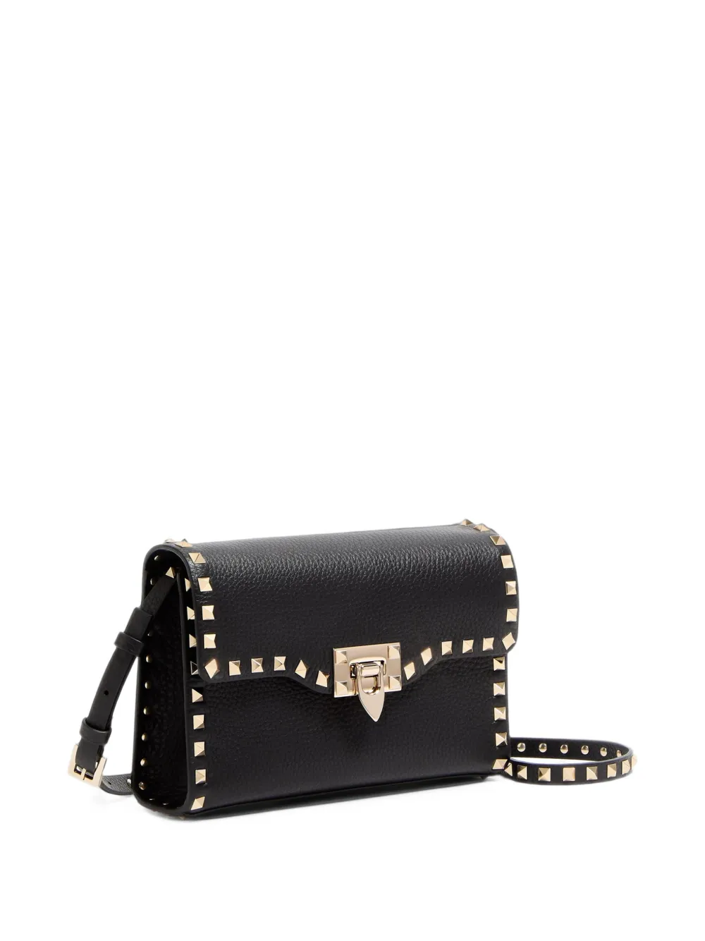 Valentino Garavani Small Rockstud grainy-calfskin crossbody bag Zwart