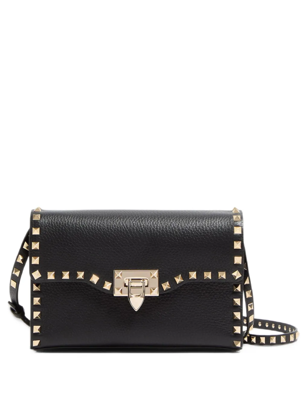 Valentino Garavani Small Rockstud grainy-calfskin crossbody bag Zwart