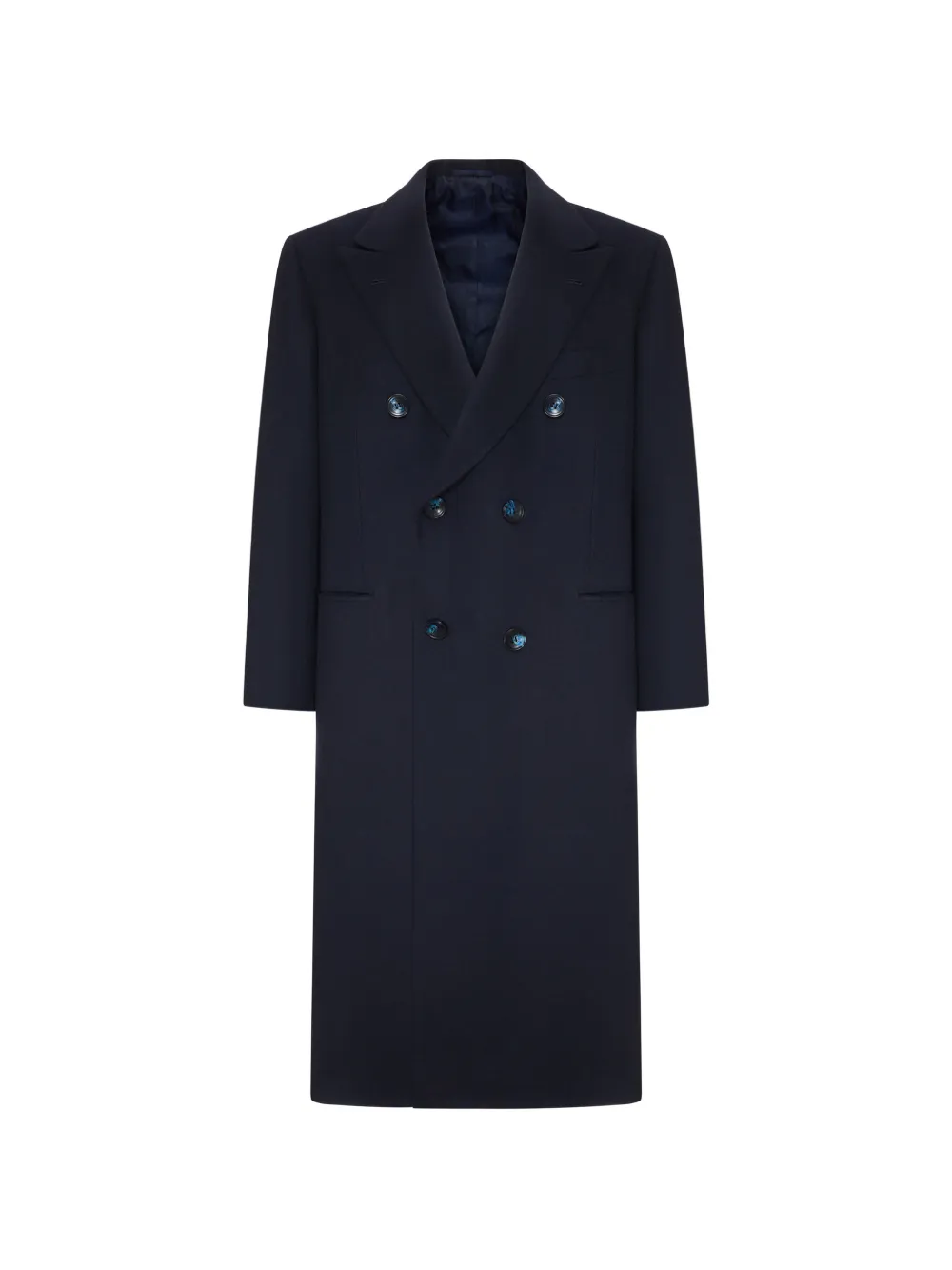 Kiton double-breasted cashmere coat Blauw