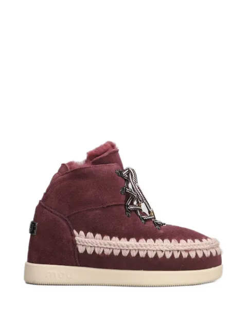 Mou crochet-trim lace-up boots