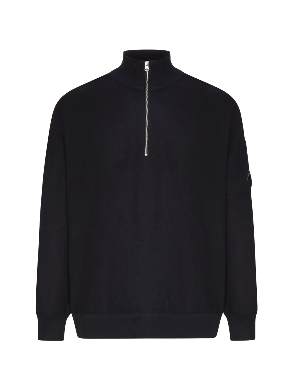 C.P. Company merino-wool felted lens half-zip sweater Zwart
