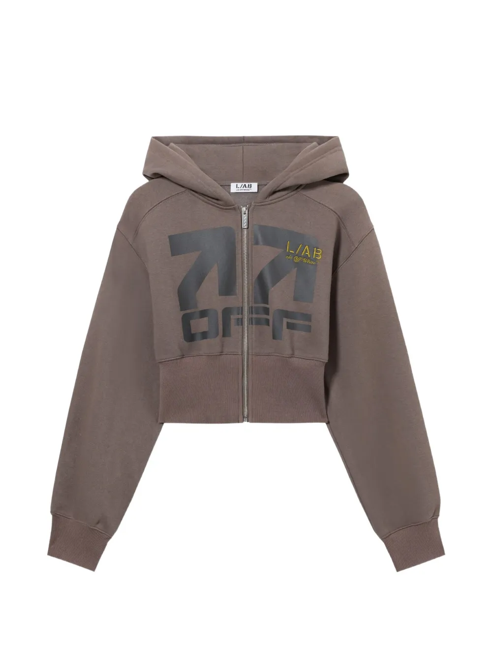 L ab c o Off-White logo-print cropped hoodie Bruin