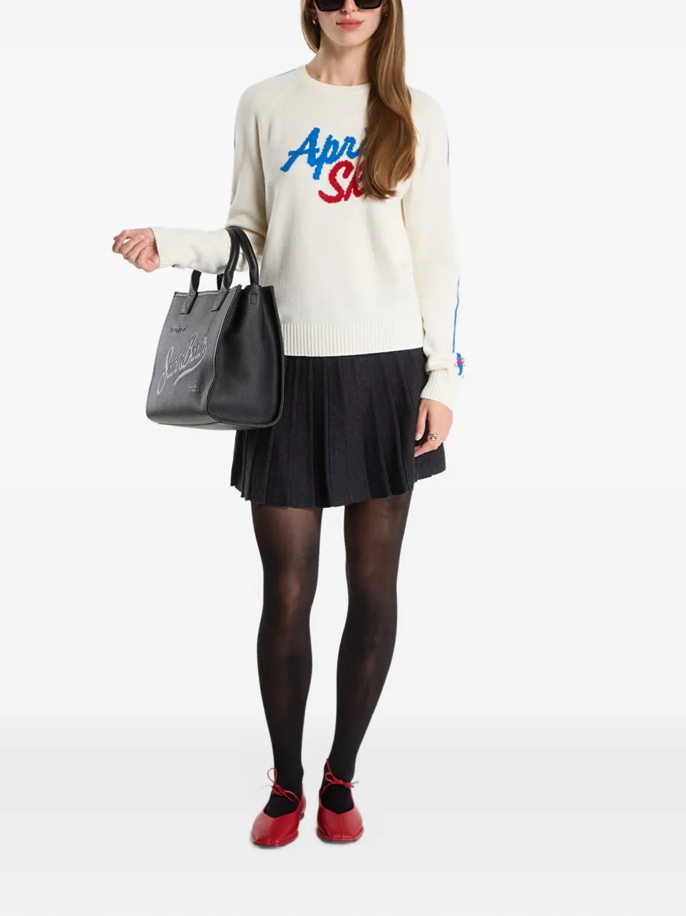 MC2 Saint Barth off-white New Queen crew-neck knit sweater with après ski embroidery Beige