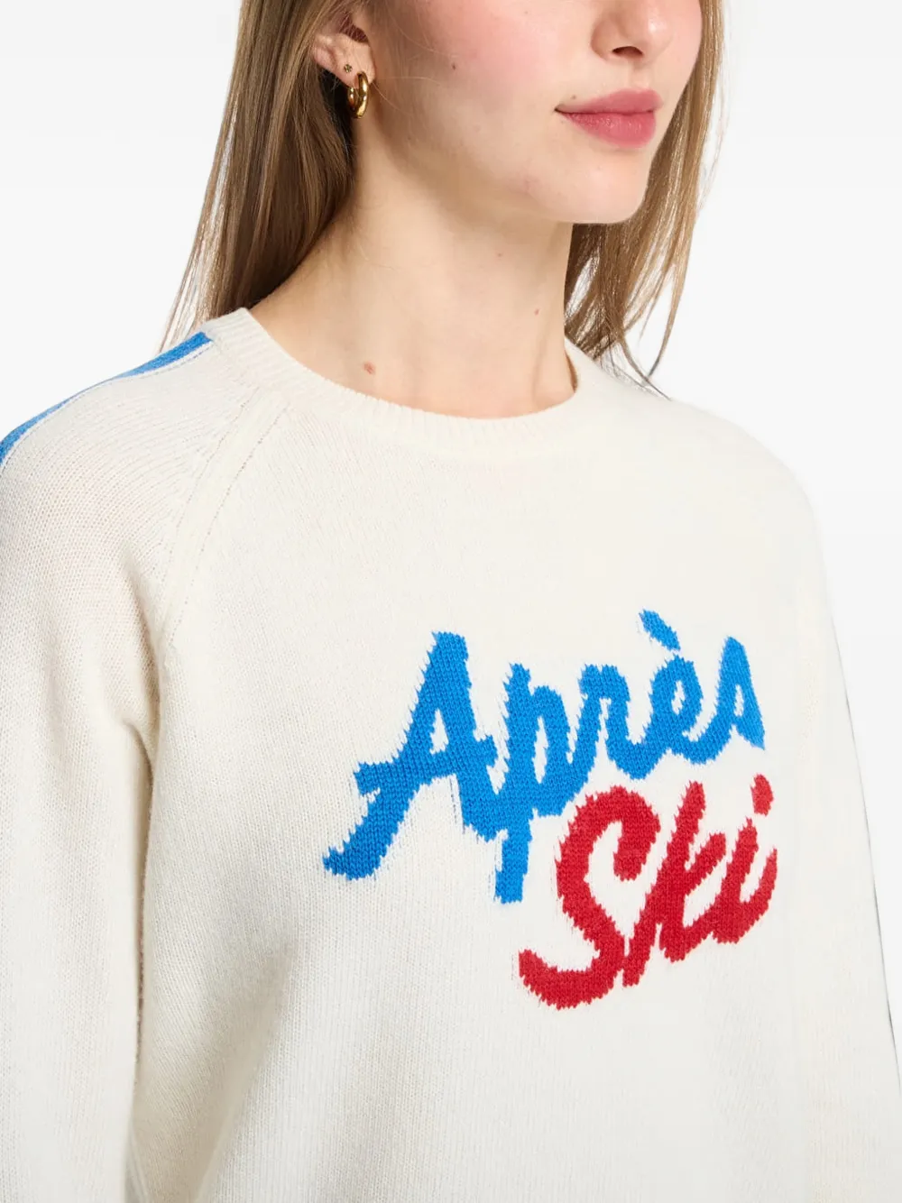 MC2 Saint Barth off-white New Queen crew-neck knit sweater with après ski embroidery Beige