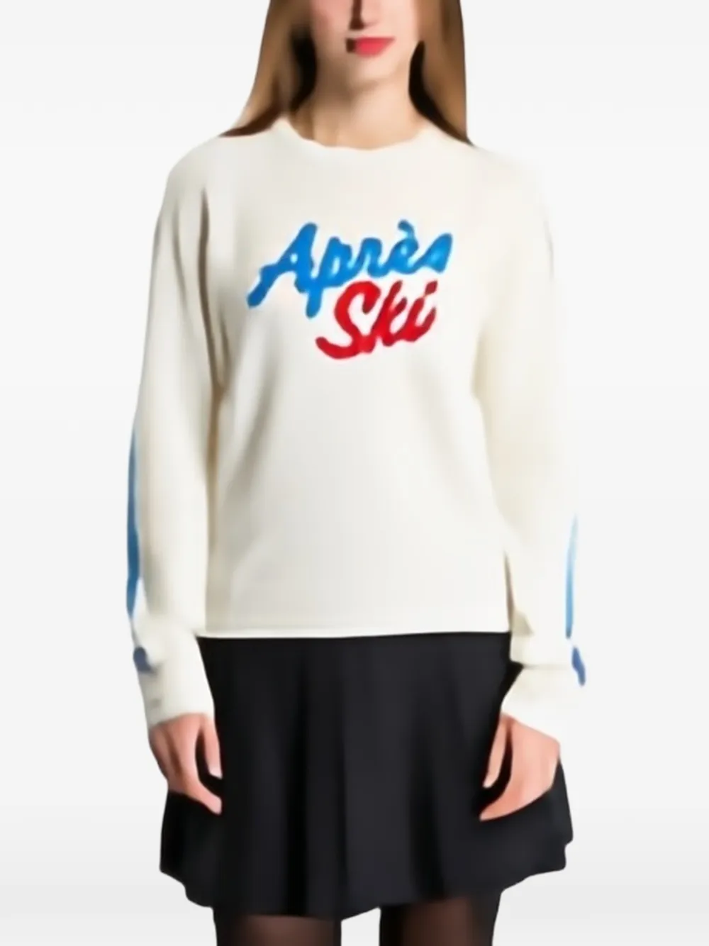MC2 Saint Barth off-white New Queen crew-neck knit sweater with après ski embroidery Beige