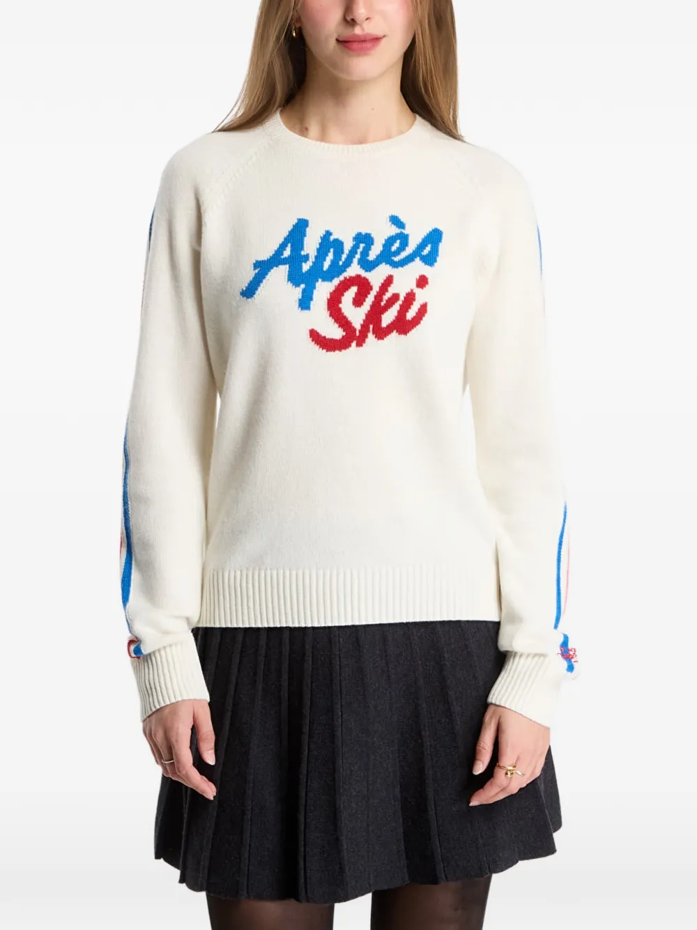MC2 Saint Barth off-white New Queen crew-neck knit sweater with après ski embroidery Beige