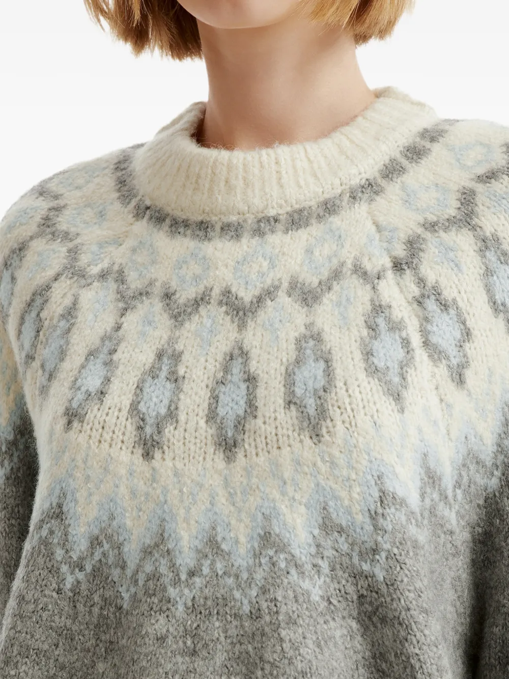 b+ab Fair Isle gebreide trui Grijs