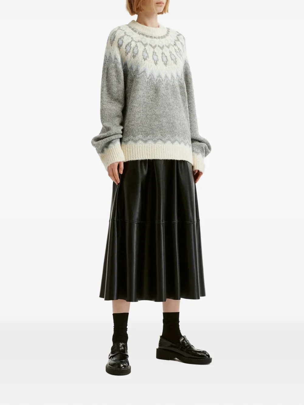 b+ab Fair Isle gebreide trui Grijs
