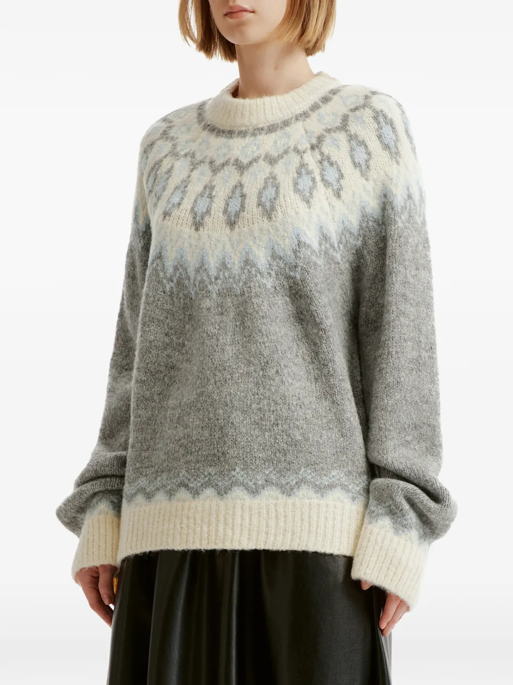 b+ab Fair Isle gebreide trui Grijs