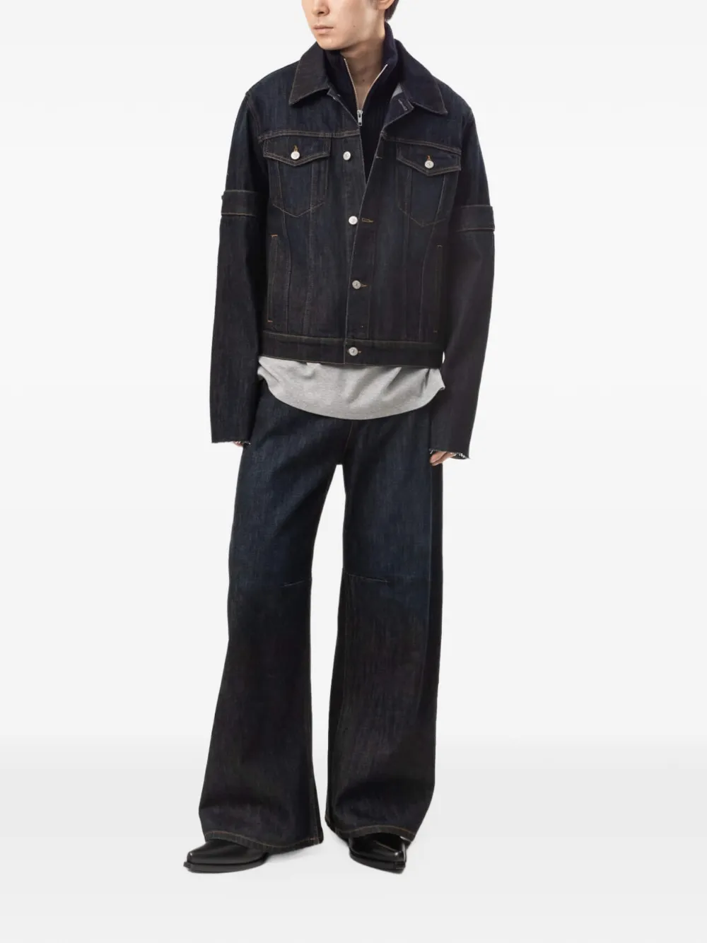 MM6 Maison Margiela ribbed quarter-zip stole - Blue