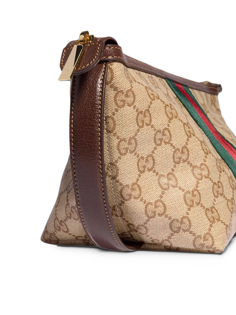 Gucci GG Supreme clutch met webstreep Beige