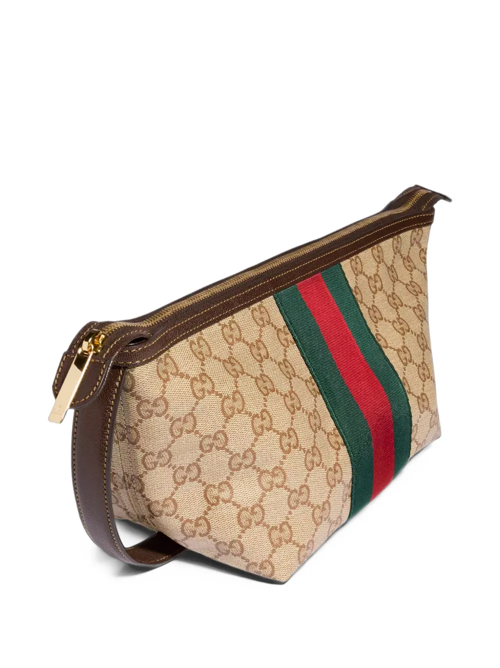 Gucci GG Supreme clutch met webstreep Beige