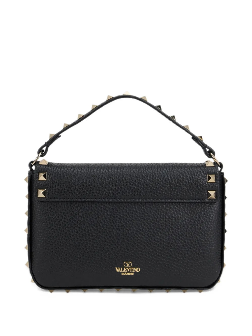 Valentino Garavani Rockstud grainy calfskin pouch Zwart