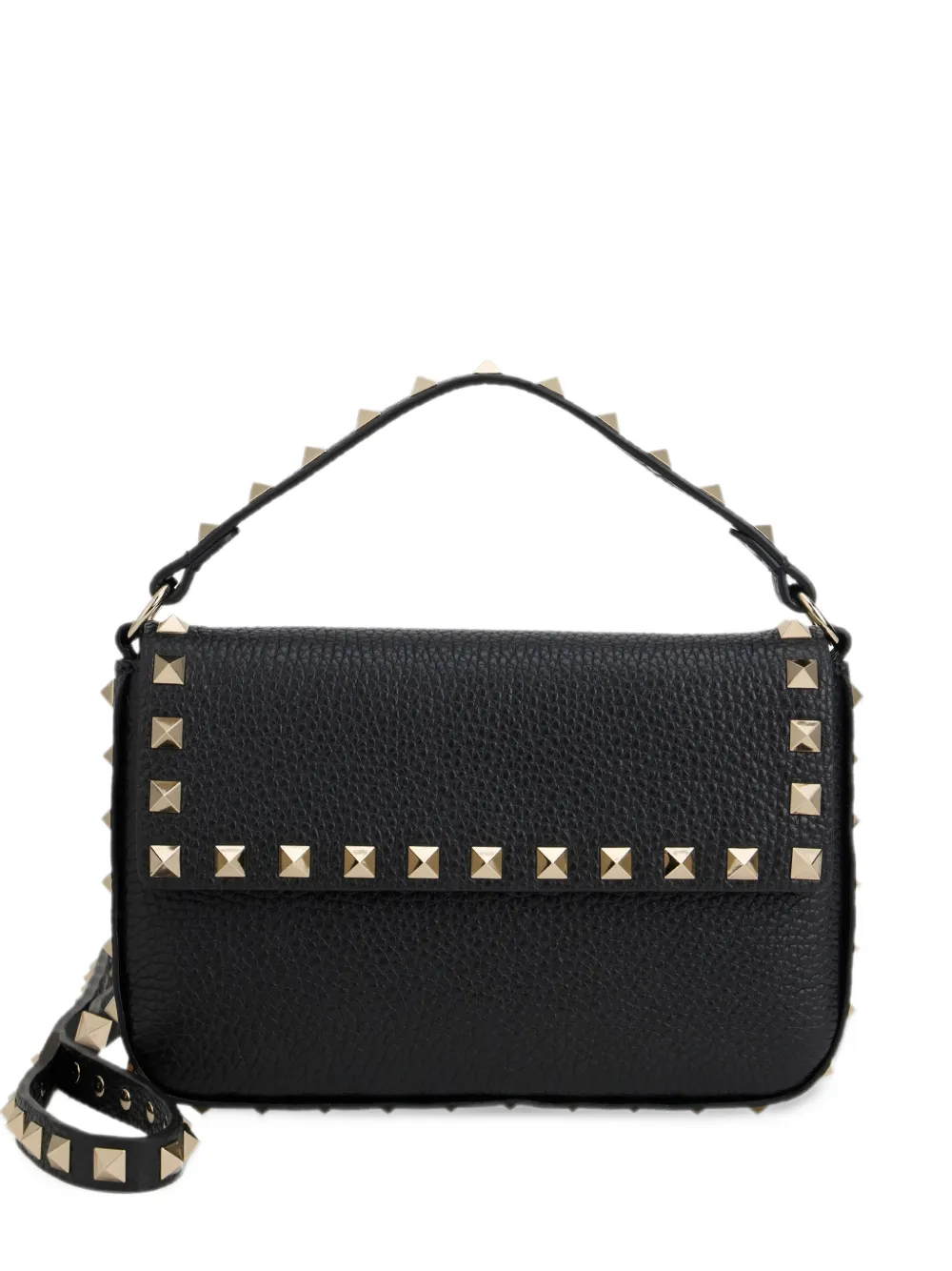 Valentino Garavani Rockstud grainy calfskin pouch Zwart